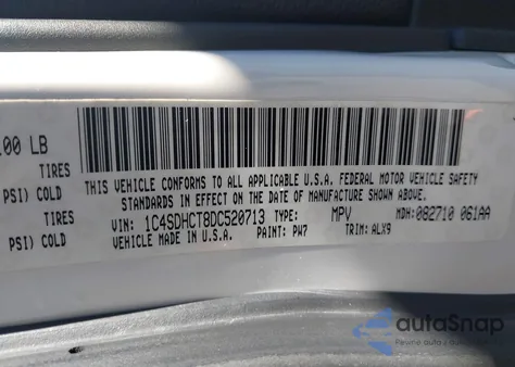 2013 Dodge Durango R/T z USA, uszkodzony, nr VIN 1C4SDHCT8DC520713